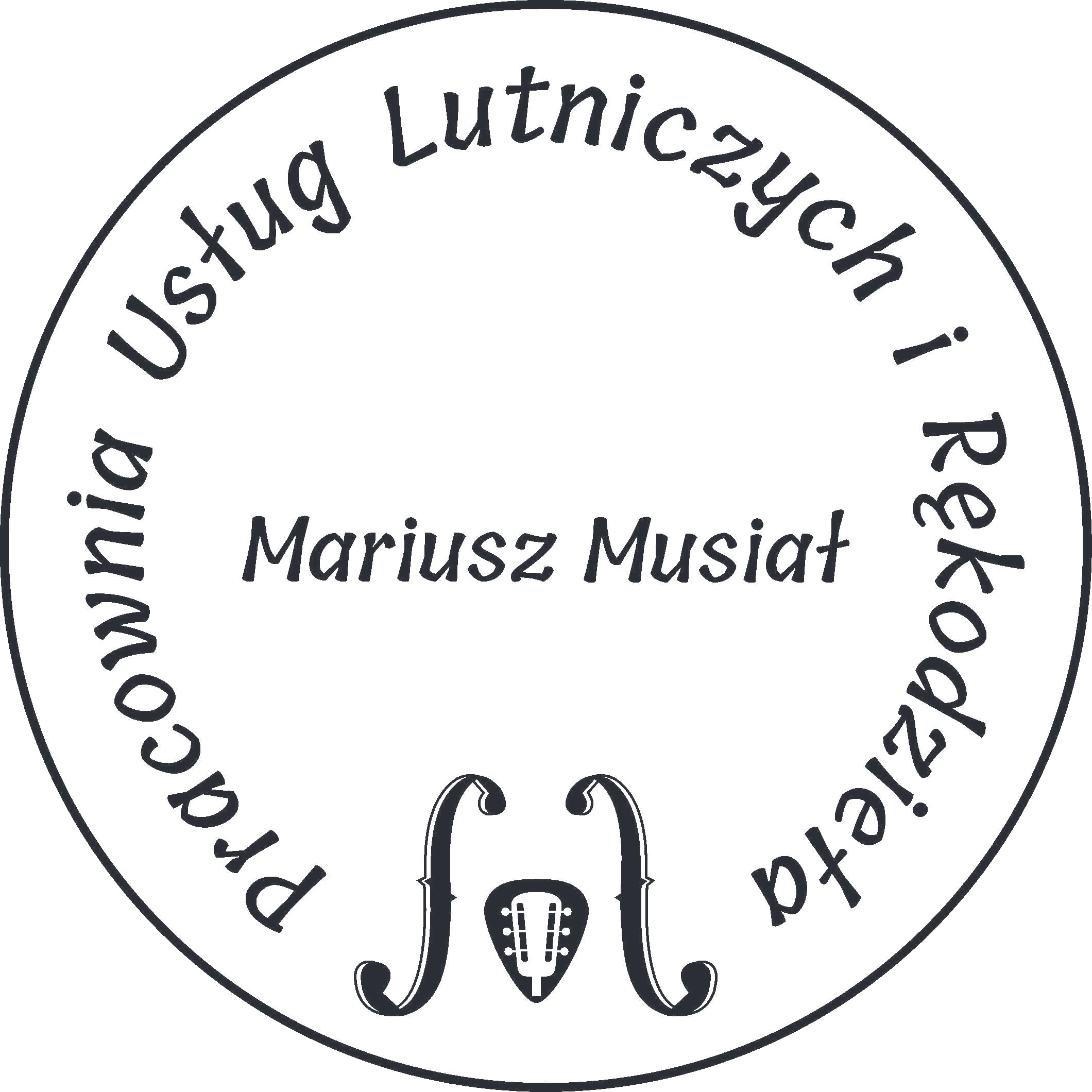 Logo pracownia usług lutniczych i rękodzieła mariusz musiał, okrągłe